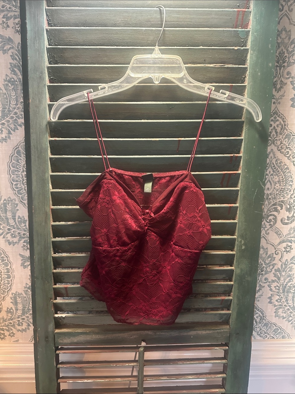 wild fable Burgundy Lace Twist-Front Camisole